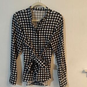 Elie Tahari Black and White Gingham Blouse